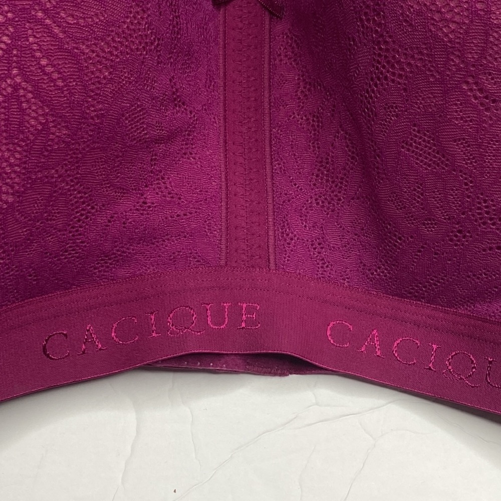 40H burgundy lace cotton lightly lined no wire bra Lane Bryant NWT plus size bra - Picture 4 of 8